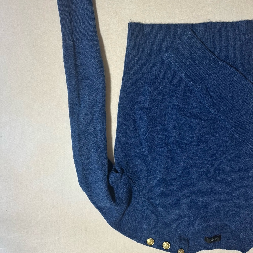 J. Crew Royal Blue Sweater with Gold Button Accents - Picture 5 of 10